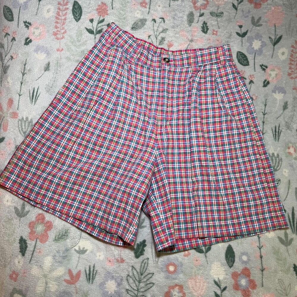 Vintage Cenza Plaid High Rise Mom Shorts 4p - Retro 90s Y2K Twee Grandpa Kidcore